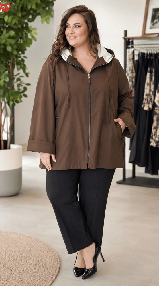 plus_size_model_brown_jacket_partially_zipped_pose